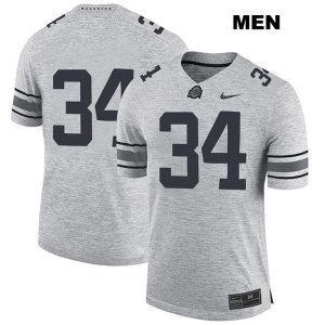 Men's NCAA Ohio State Buckeyes Mitch Rossi #34 College Stitched No Name Authentic Nike Gray Football Jersey XL20V65SG